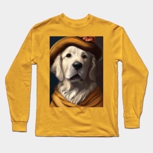 Golden Retriever in a floral hat Long Sleeve T-Shirt